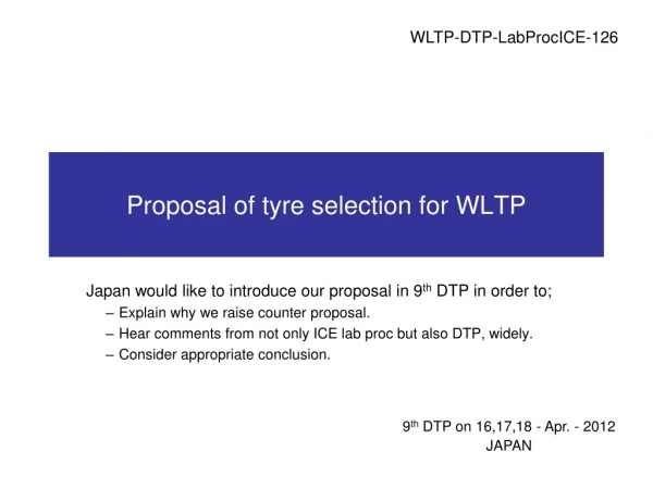 Proposal of tyre selection for WLTP