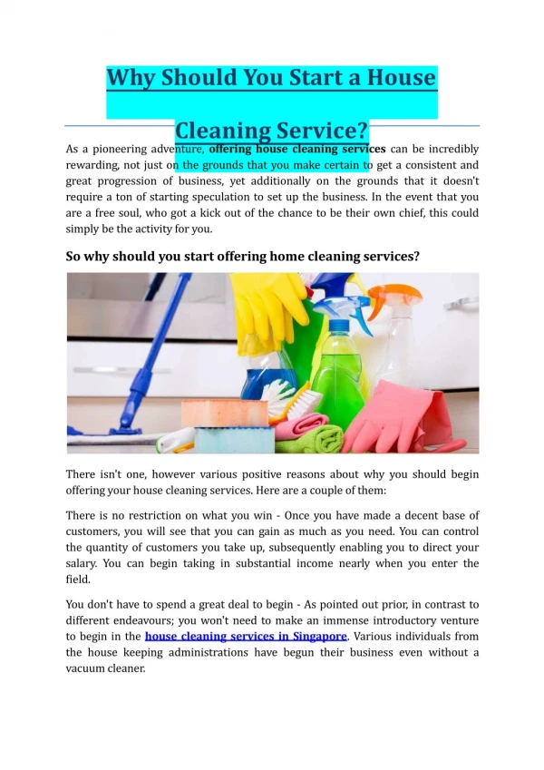 Why Should You Start a House Cleaning Service?