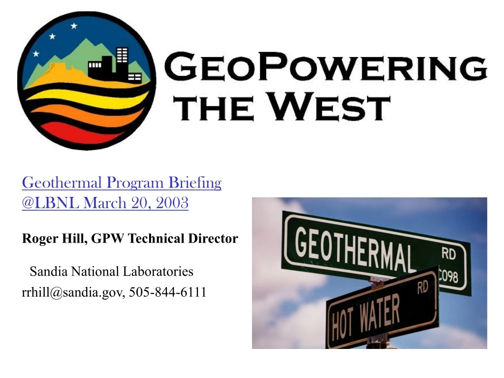 geothermal program briefing @lbnl march 20 2003