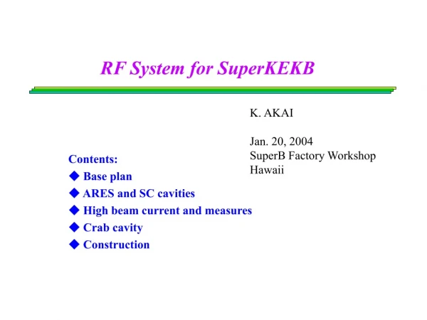 RF System for SuperKEKB