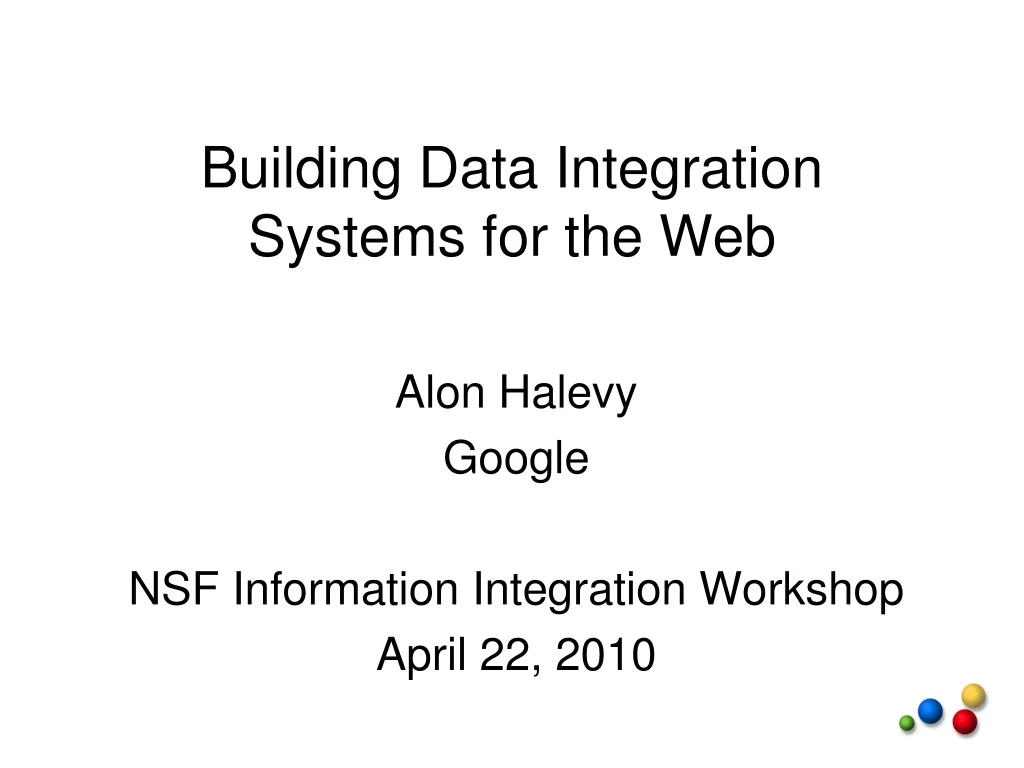 building data integration systems for the web