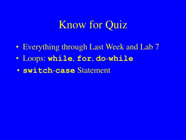 Know for Quiz