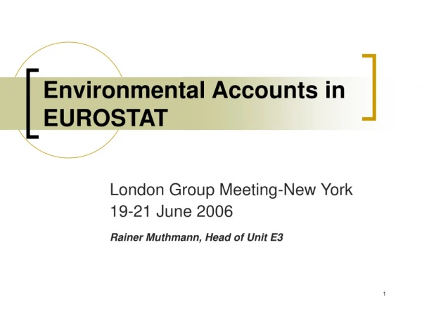 Environmental Accounts in EUROSTAT