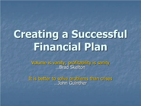 Creating a Successful Financial Plan
