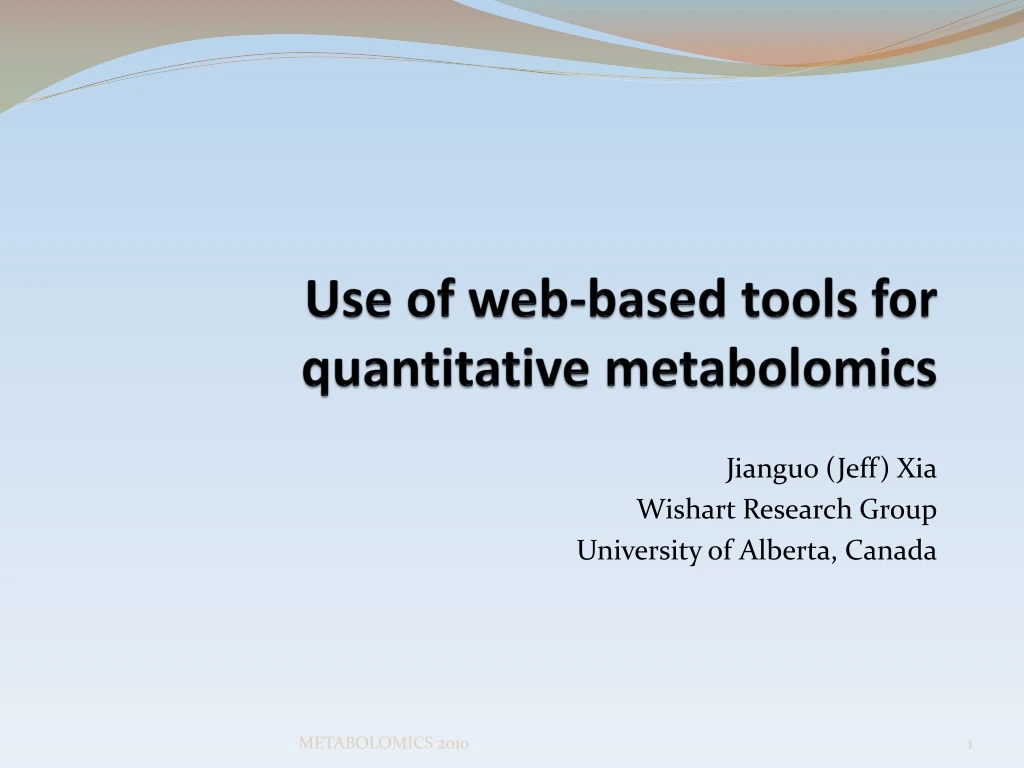 use of web based tools for quantitative metabolomics