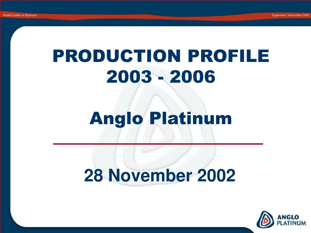 production profile 2003 2006 anglo platinum