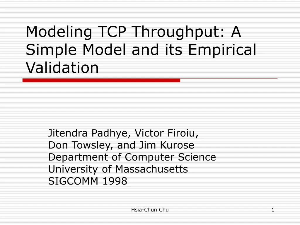 modeling tcp throughput a simple model and its empirical validation