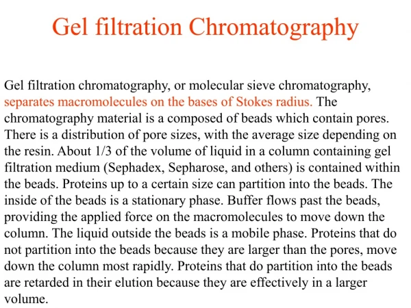 Gel filtration Chromatography