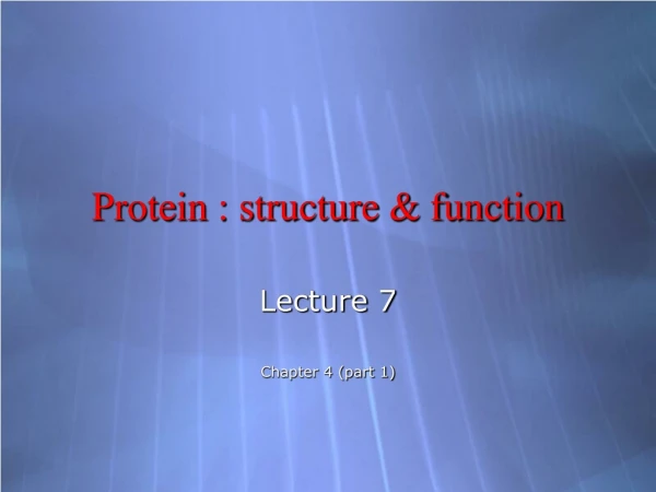 Protein : structure &amp; function