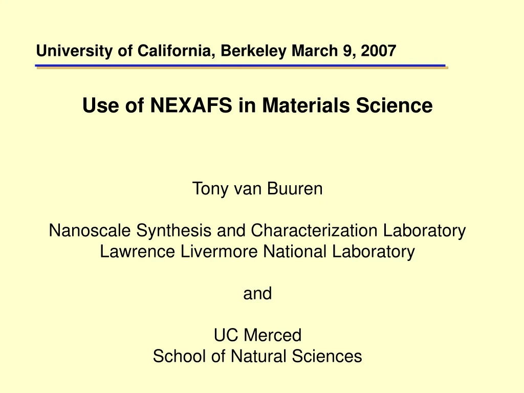 university of california berkeley march 9 2007