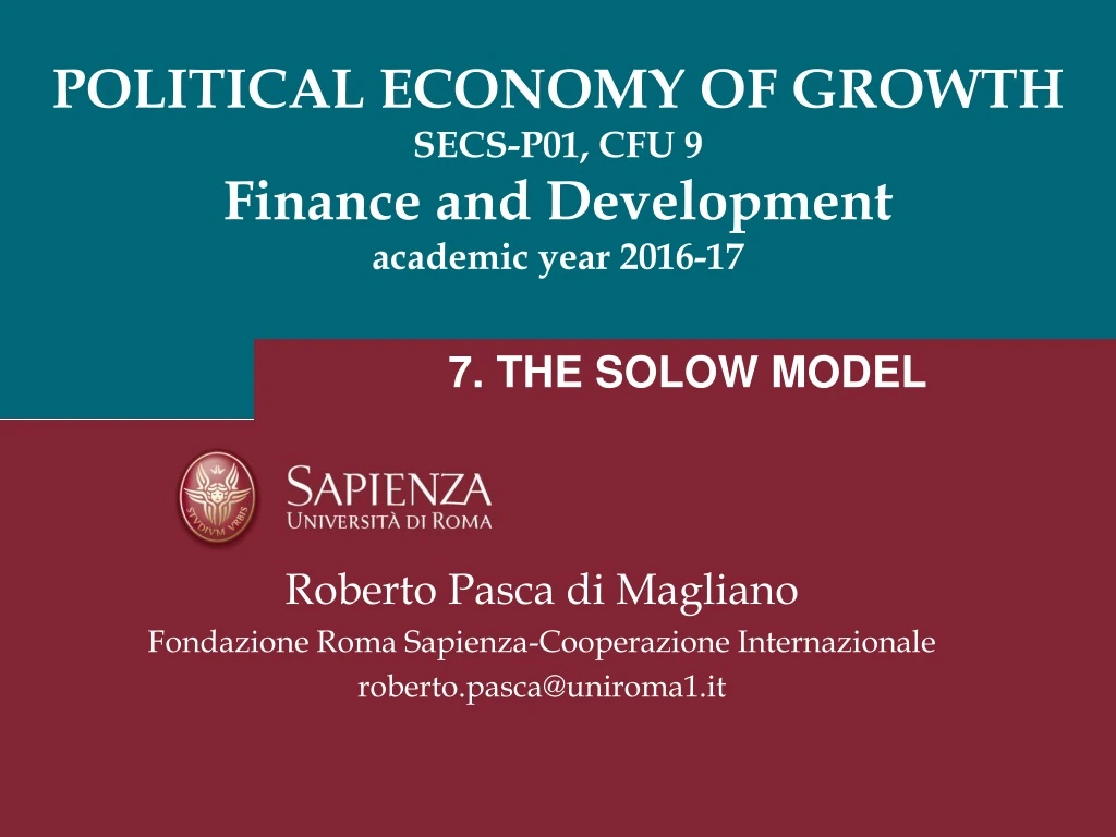 political economy of growth secs p01 cfu 9 finance and development academic year 2016 17