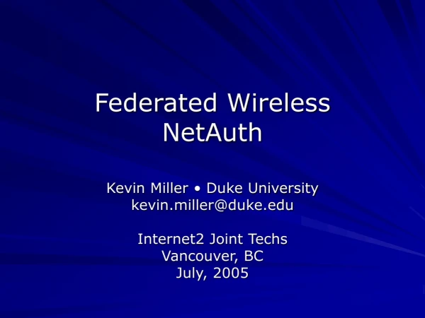 Federated Wireless  NetAuth