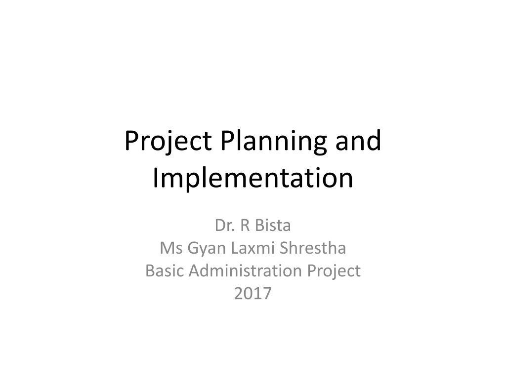 project planning and implementation