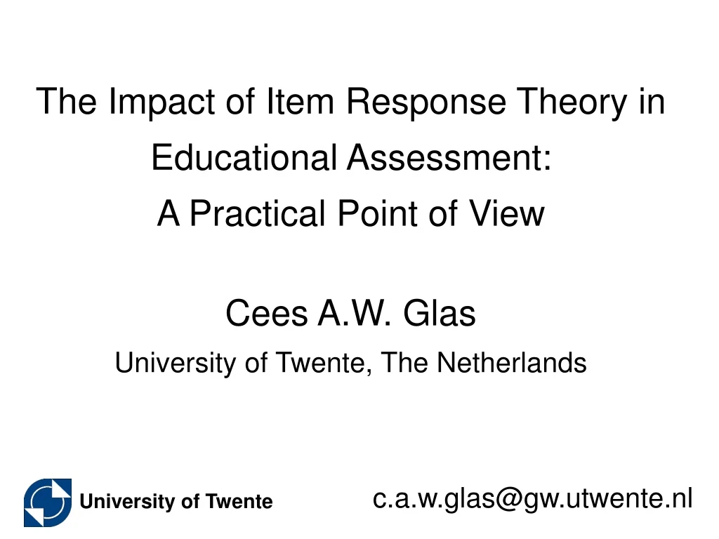 the impact of item response theory in educational