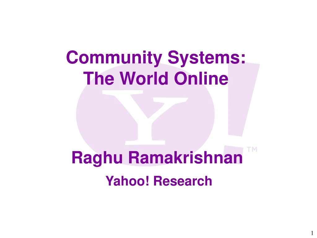 raghu ramakrishnan yahoo research