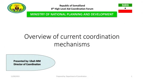 Overview of current coordination mechanisms