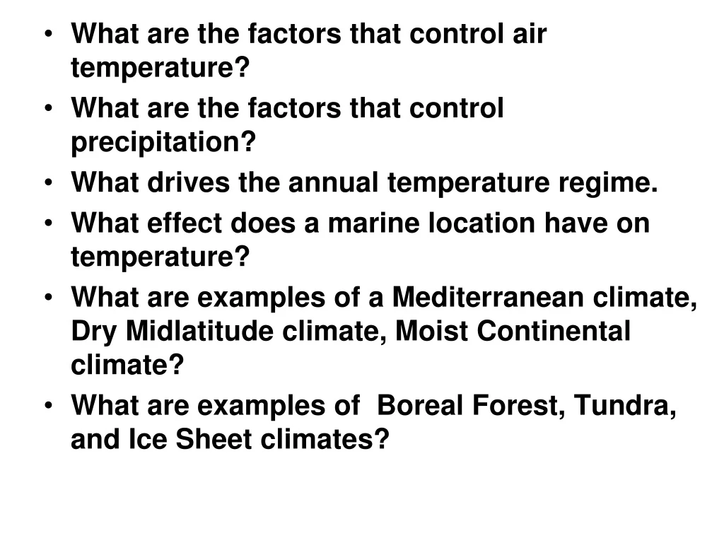 what are the factors that control air temperature