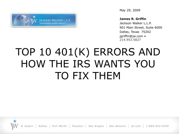 TOP 10 401(K) ERRORS AND HOW THE IRS WANTS YOU TO FIX THEM