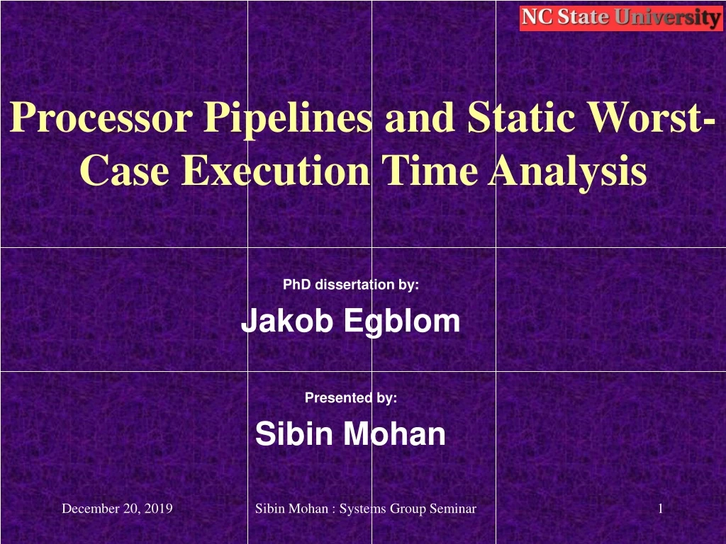 processor pipelines and static worst case execution time analysis