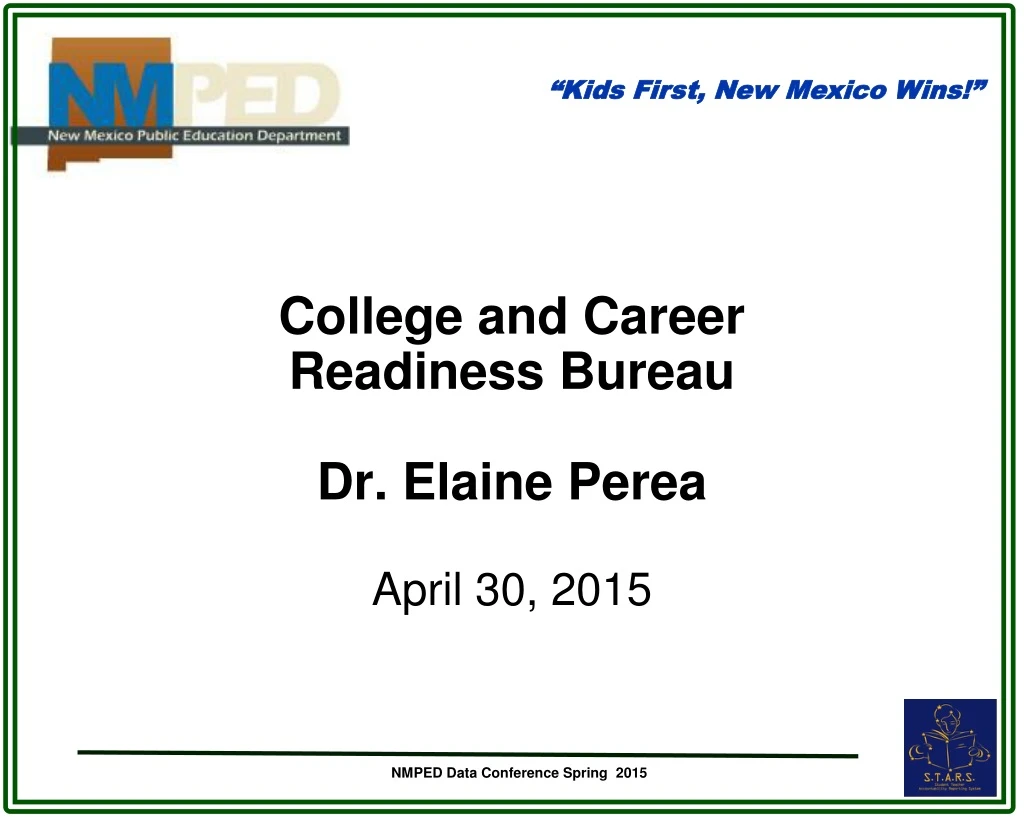 college and career readiness bureau dr elaine perea april 30 2015