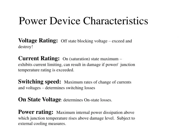 Power Device Characteristics
