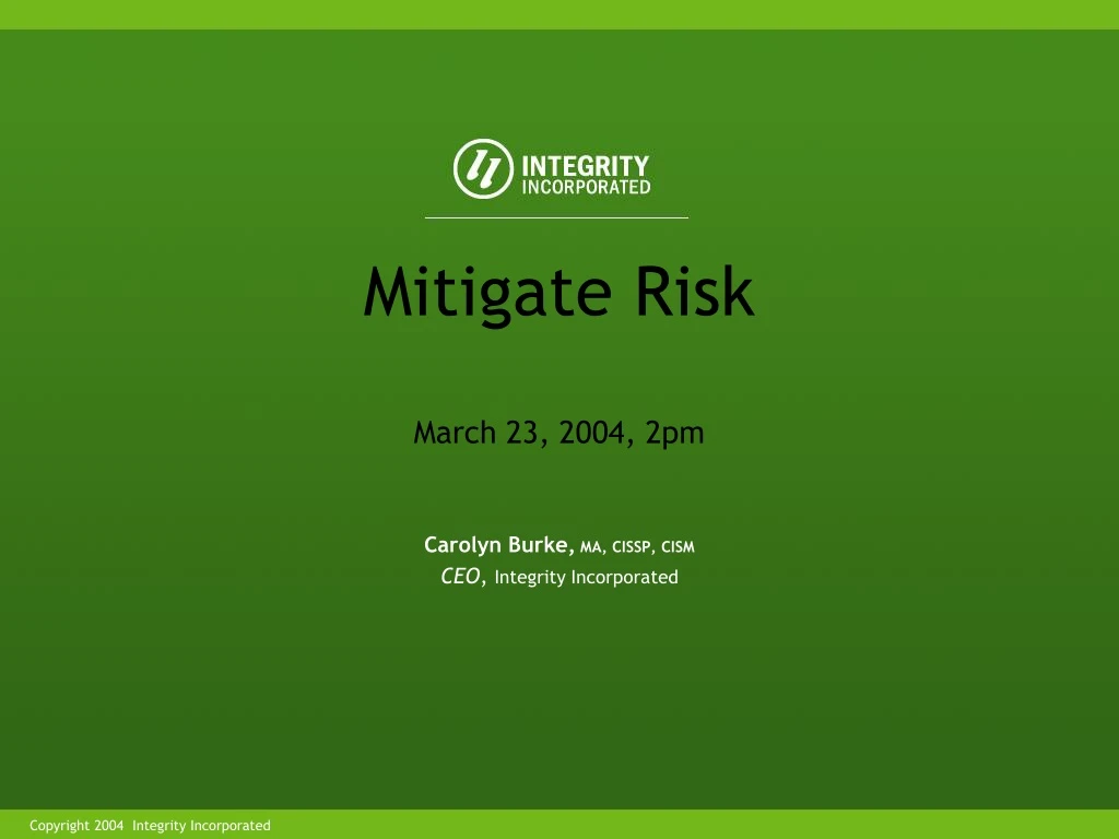 mitigate risk march 23 2004 2pm