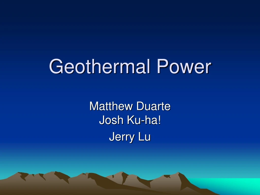 geothermal power