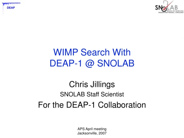 WIMP Search With DEAP-1 @ SNOLAB