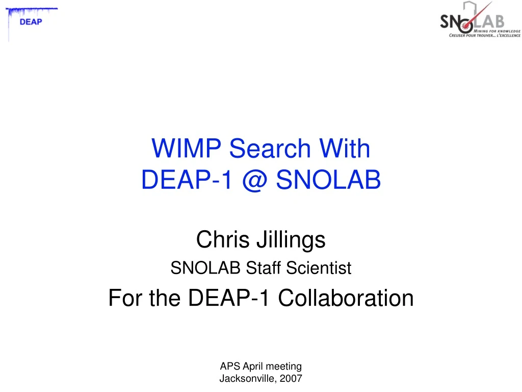 wimp search with deap 1 @ snolab