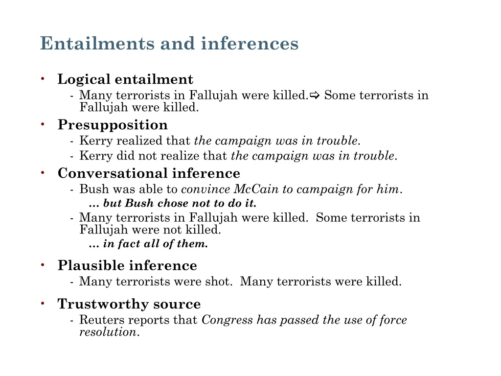 entailments and inferences