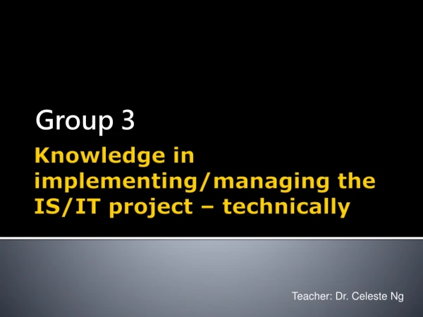Knowledge in implementing/managing the IS/IT project – technically