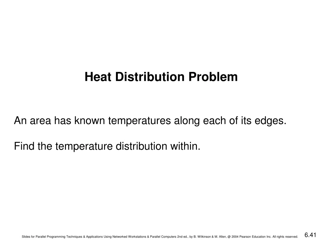 heat distribution problem an area has known