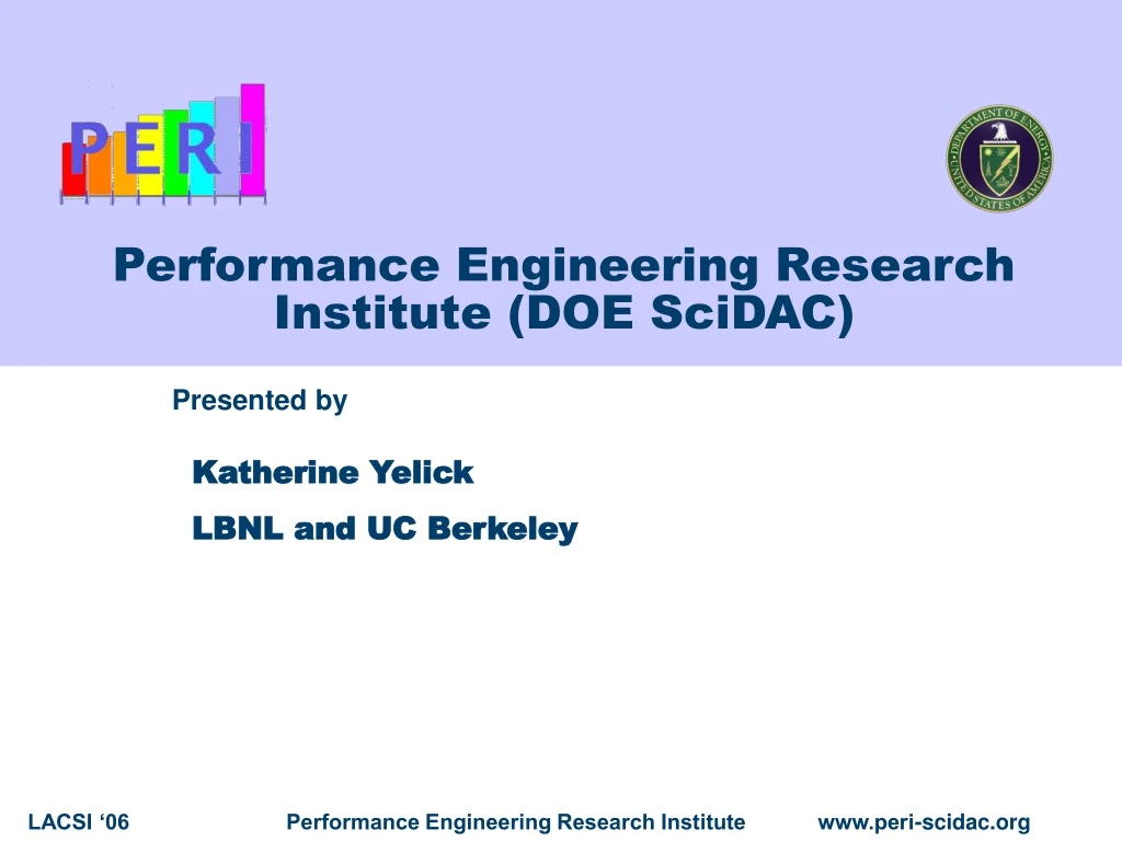 performance engineering research institute doe scidac