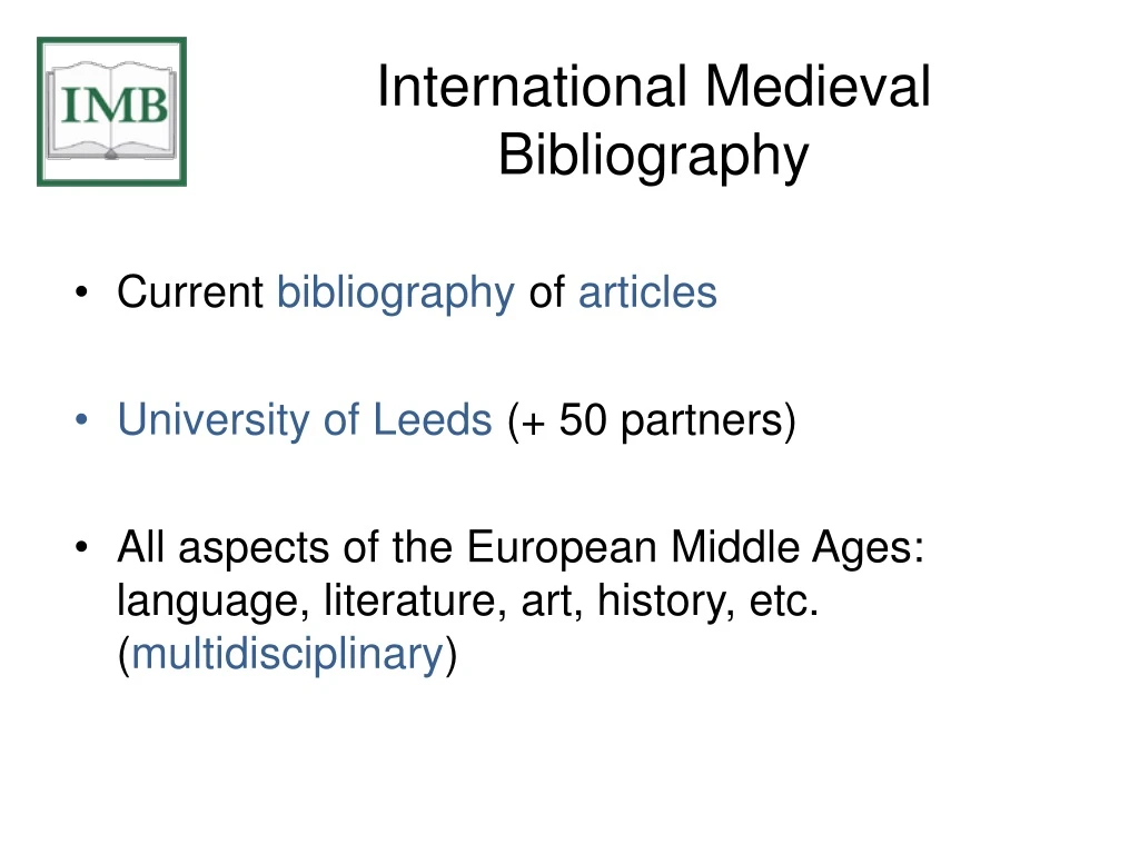 international medieval bibliography