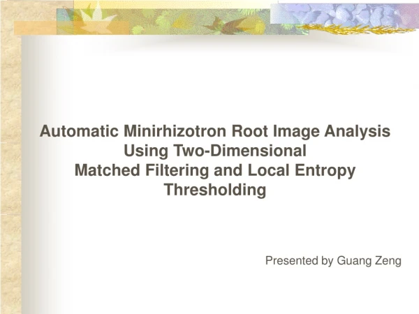 Automatic Minirhizotron Root Image Analysis  Using Two-Dimensional