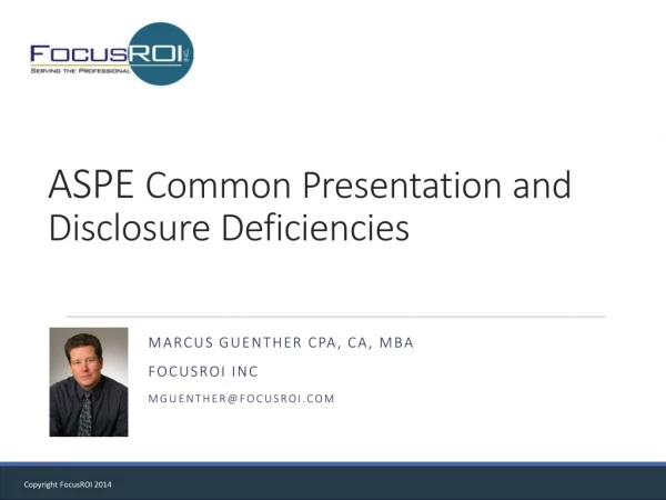 ASPE  Common Presentation and Disclosure Deficiencies