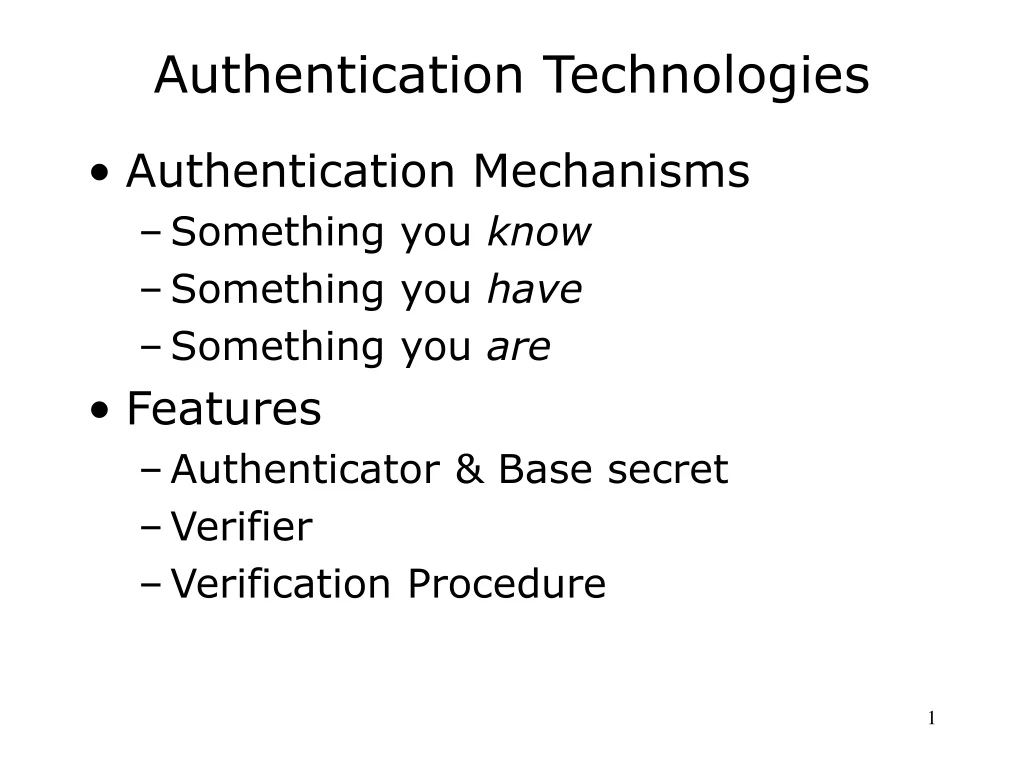 authentication technologies