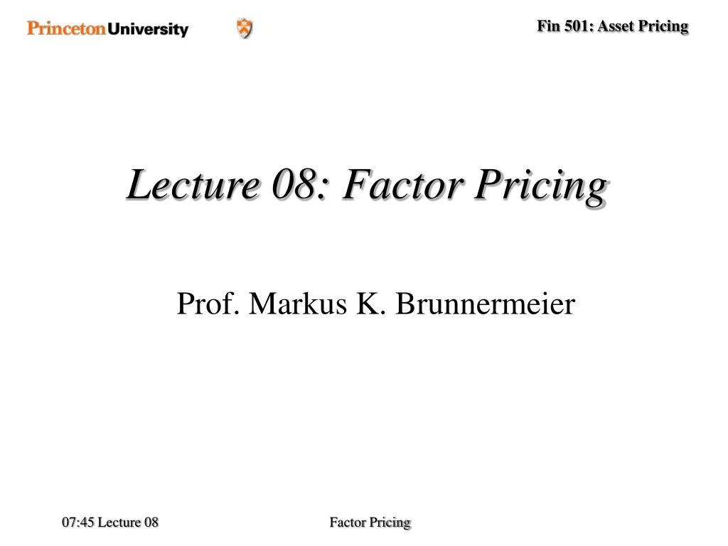 lecture 08 factor pricing