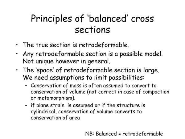 Principles of  ‘ balanced ’  cross sections