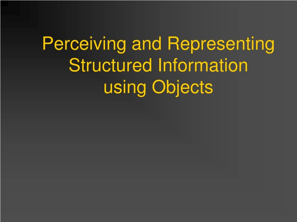 perceiving and representing structured information using objects