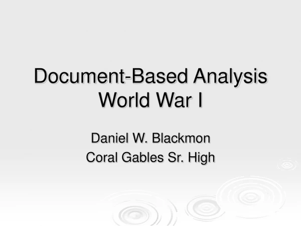 Document-Based Analysis World War I