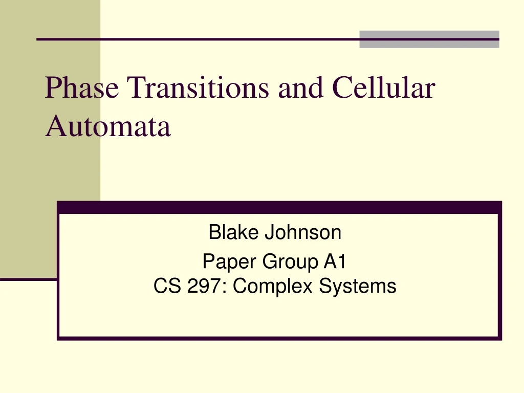 phase transitions and cellular automata