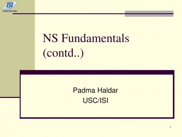 NS Fundamentals (contd..)