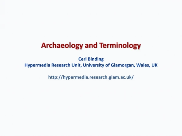 Archaeology and Terminology Ceri  Binding