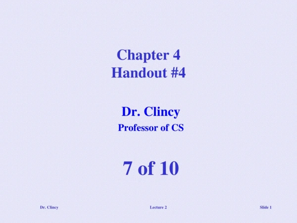 Chapter 4 Handout #4