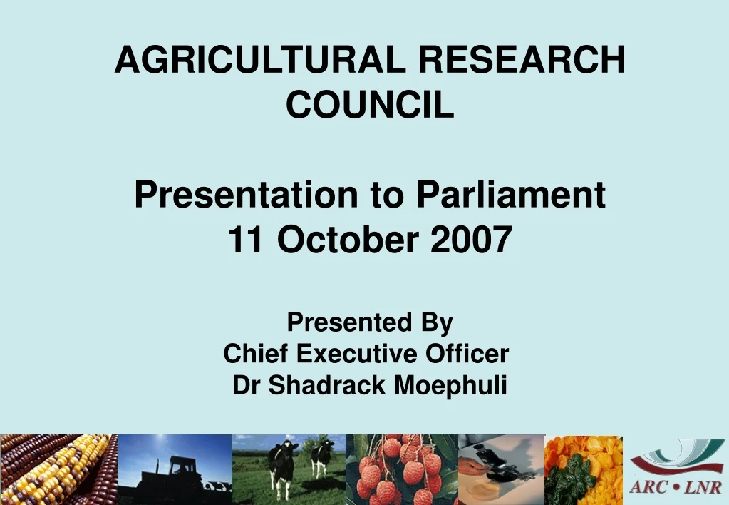 agricultural research council presentation