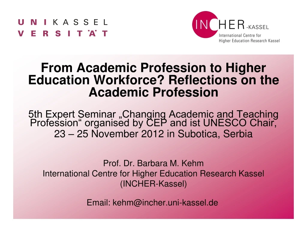 from academic profession to higher education