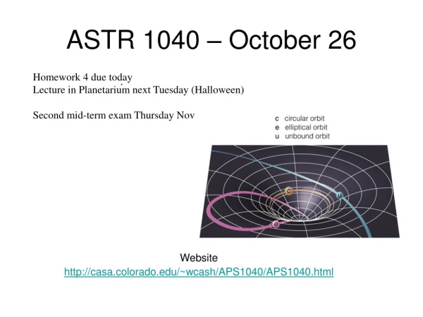 ASTR 1040 – October 26
