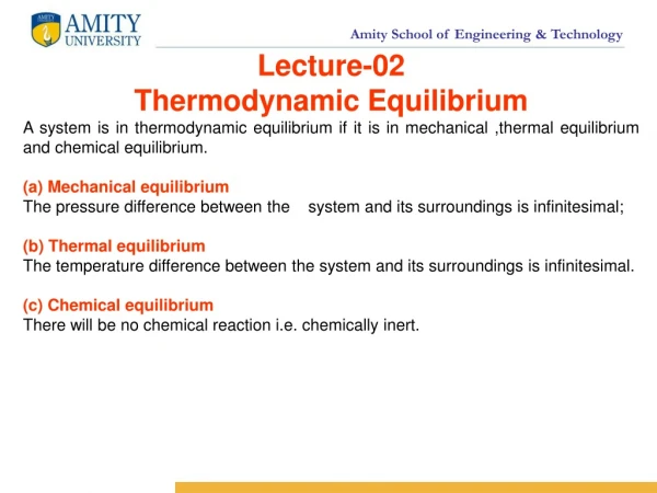 Lecture-02 Thermodynamic Equilibrium