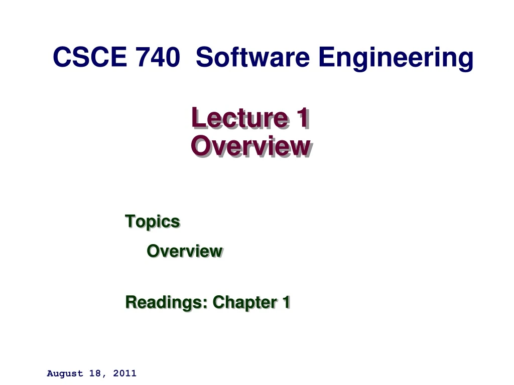 lecture 1 overview